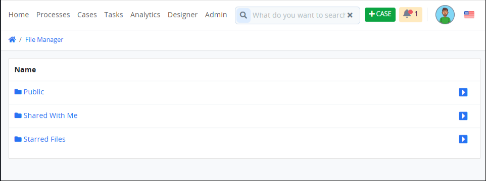 File Manager from user avatar
