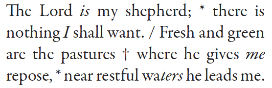 Pointed text of Psalm 23 Antiphon.