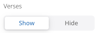 Buttons to show or hide verses in a user interface for content display.