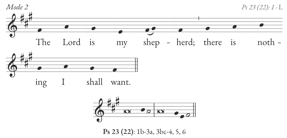 Modern musical notation for Psalm 23.