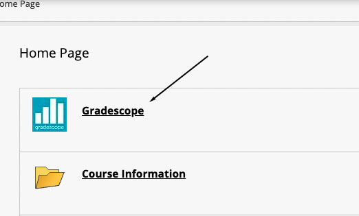 image of an arrow pointing to gradescope icon