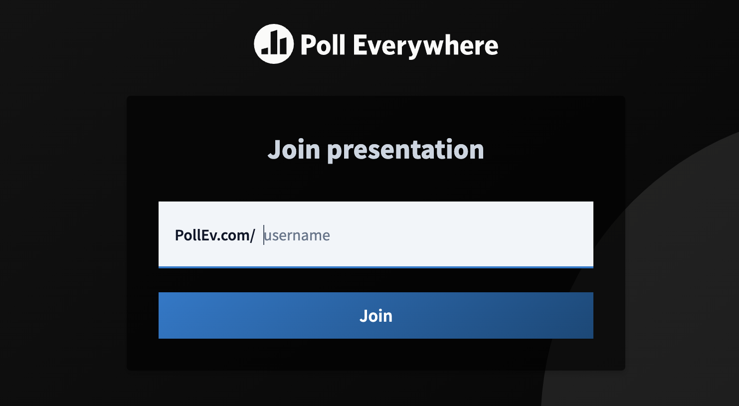 image of join presentation screen