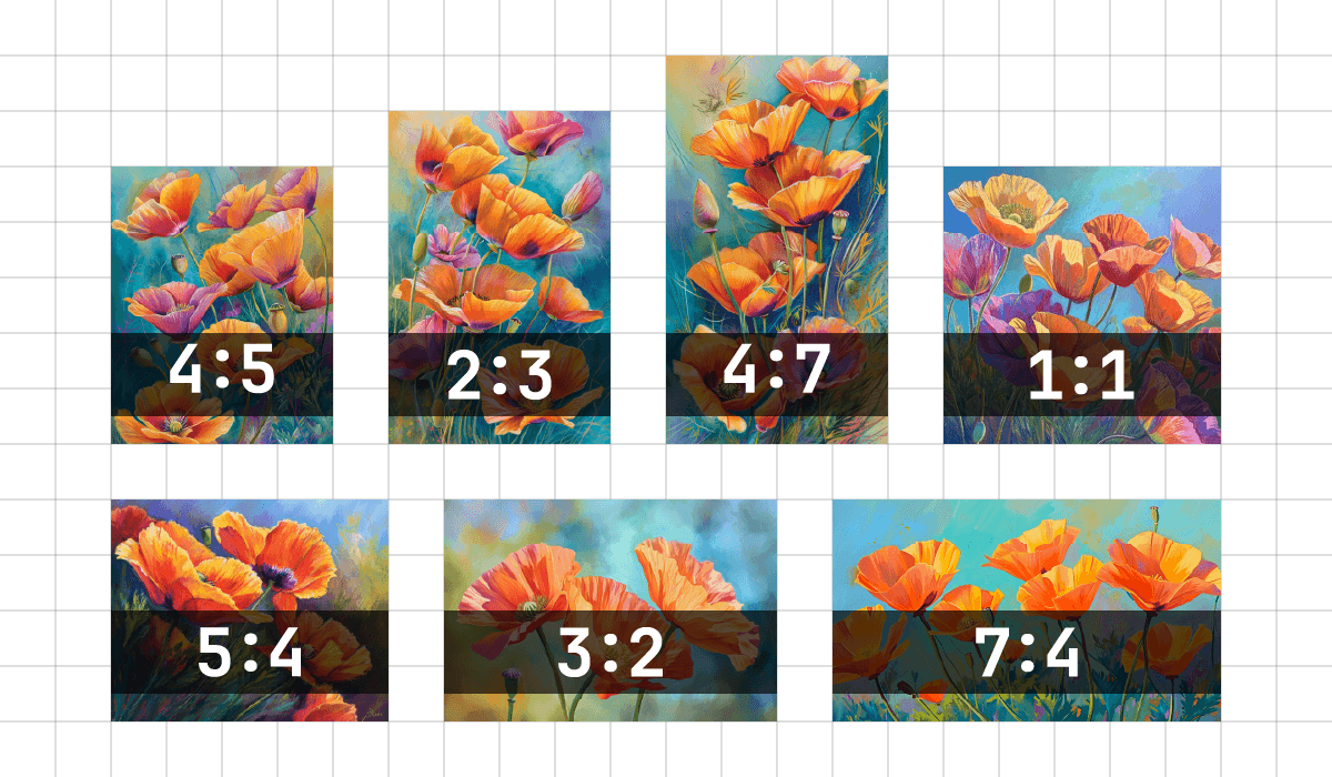 Comparison of common Midjourney Aspect Ratios