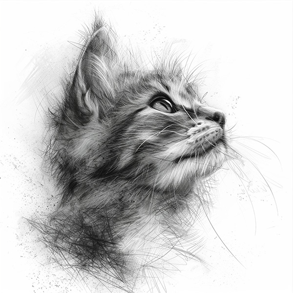 Example Midjourney image of a pencil sketch cat