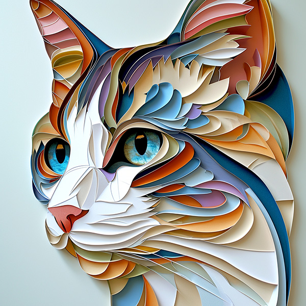 Example Midjourney image of a cut paper cat