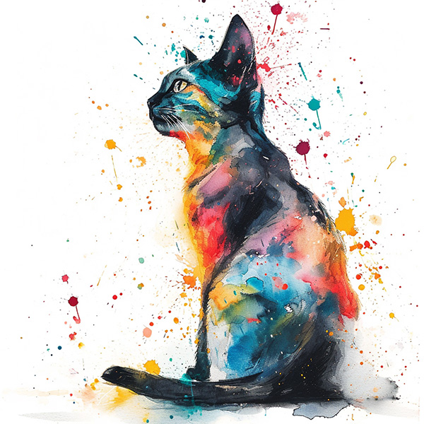 Example Midjourney image of a watercolor cat