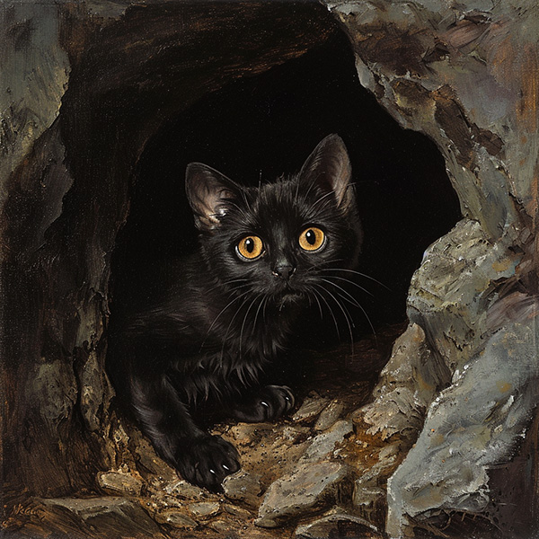 Midjourney image of a  cave cat