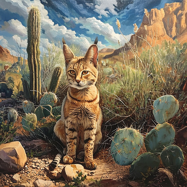 Midjourney image of a desert cat