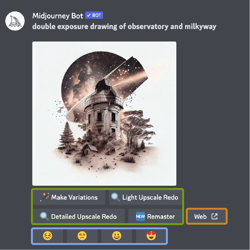 Image of the upscaled image interface on discord