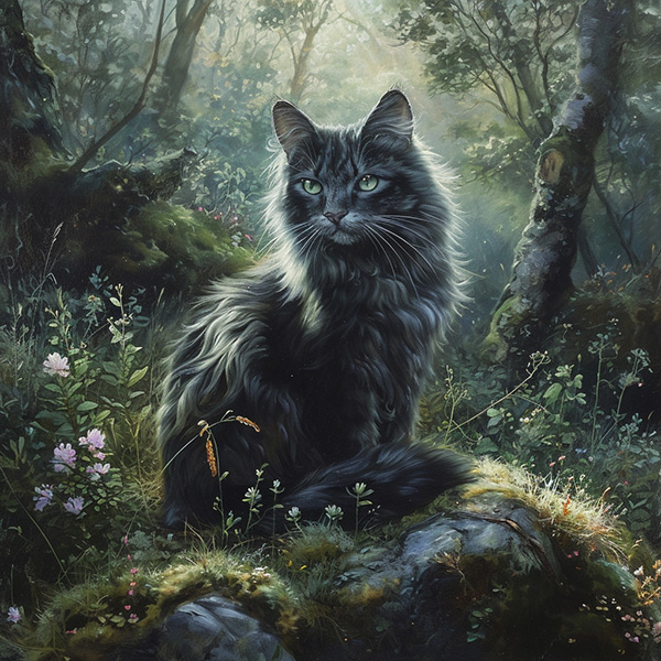 Midjourney image of a  forest cat