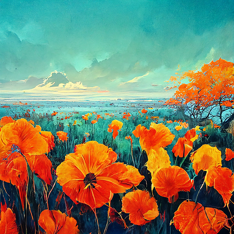 Midjourney Version High Definition example image of the prompt Vibrant California Poppies