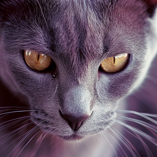 Midjourney image of a mauve colored cat