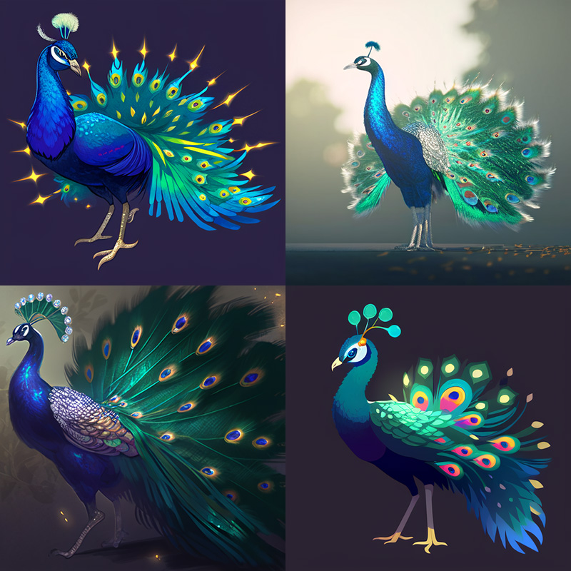 Midjourney Version niji example image of the prompt fancy peacock