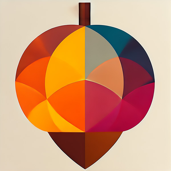 A midjourney image made with prompt a geometric color blocked acorn --stop 50