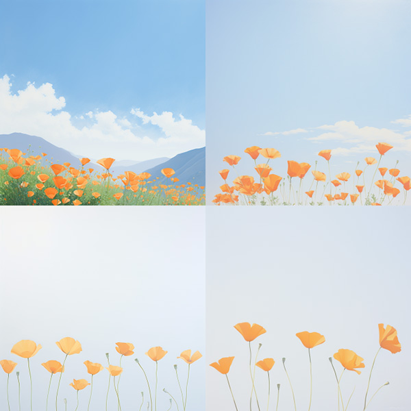 Midjourney image grid made with the prompt vibrant California poppies --style smBcOlvkn