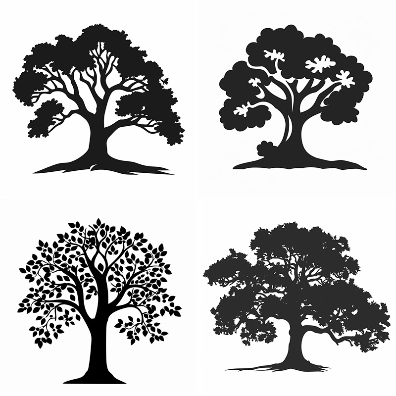 Midjourney Version v6 example image made using the prompt a black and white oak tree icon --style raw