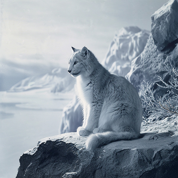 Midjourney image of a moutnain cat
