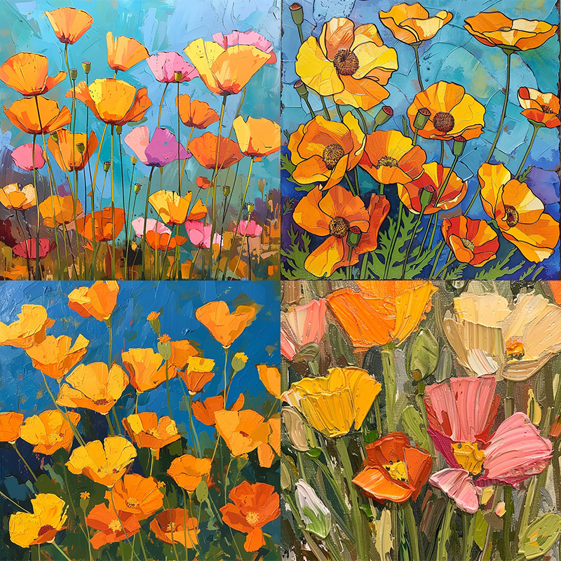 Midjourney Version v6 example image of the prompt vibrant california poppies --v 6