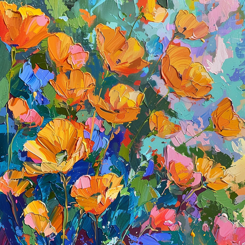 Midjourney Version 6 example image of the prompt Vibrant California Poppies