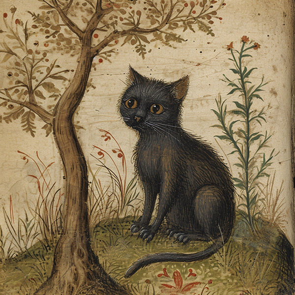 Midjourney image of a 1400s cat