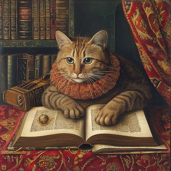 Midjourney image of a 1400s cat