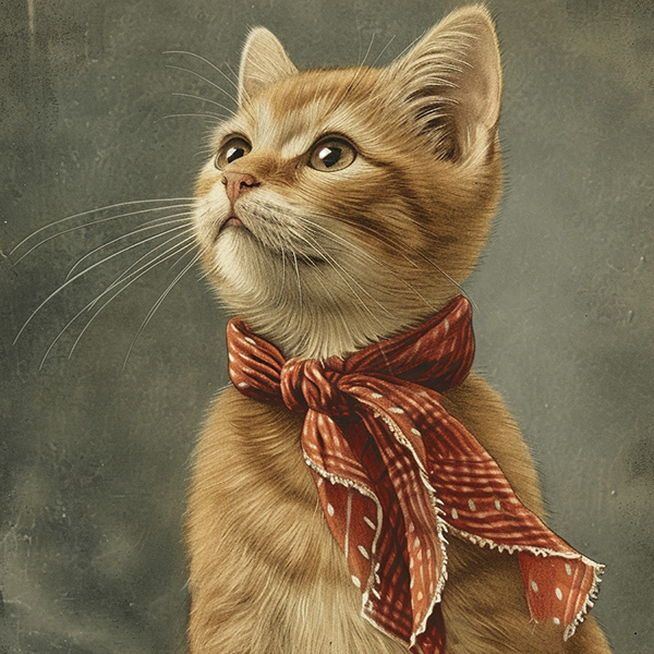 Midjourney image of a 1910s cat
