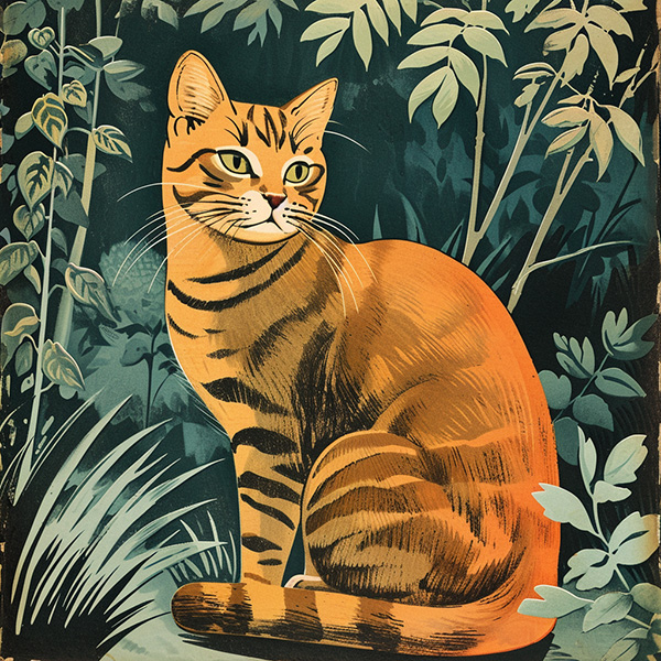Midjourney image of a 1930s cat