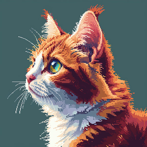 Example Midjourney image of a Pixel Art cat
