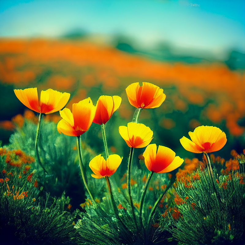Midjourney Version testp example image of the prompt Vibrant California Poppies
