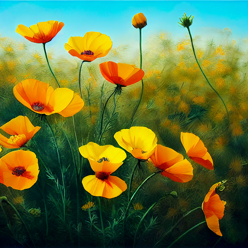 Midjourney Version testp creative example image of the prompt Vibrant California Poppies