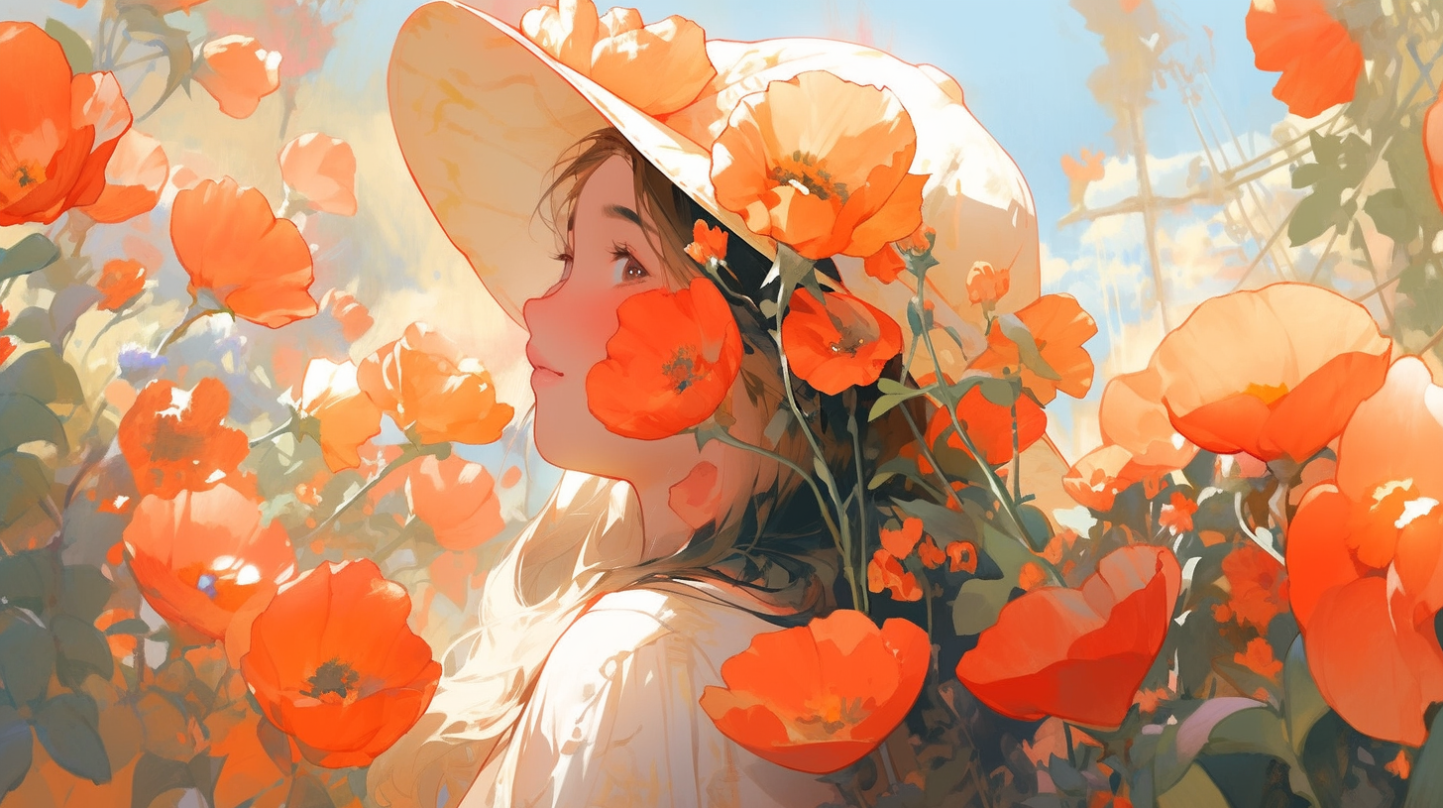 Example image of the prompt vibrant california poppies