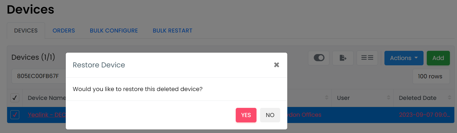 Unassigned device retention