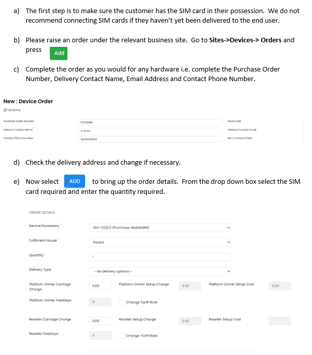 Uboss - Mobile SIM Order & Connection Process - O2 & Vodafone SIMs