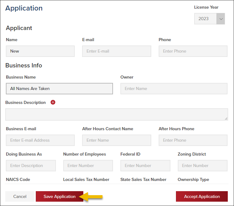 Business Application, Save Application Button.png