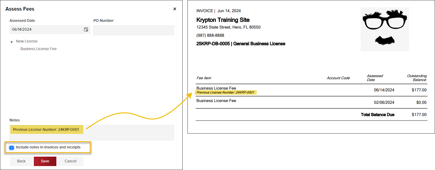 Business License Fees, Notes on Invoice Example.png