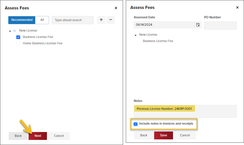 Business Licenses, Assess Fees, Include Notes on Invoices.png