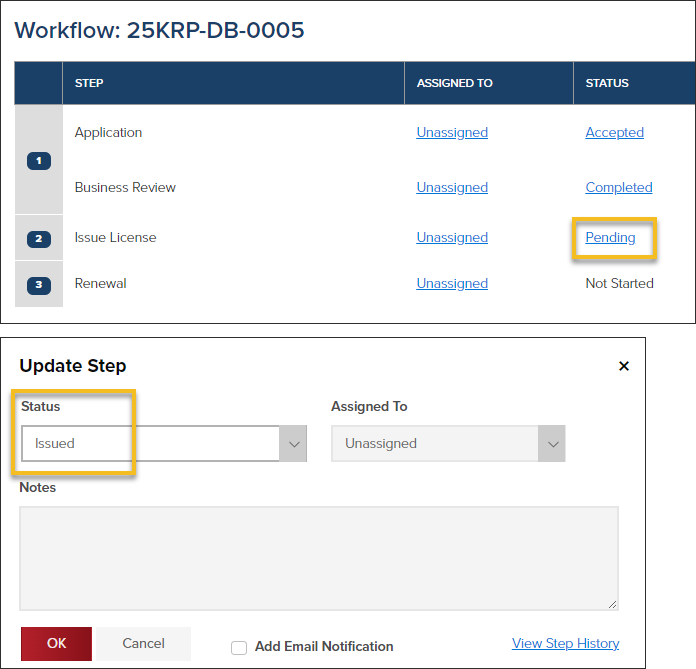 Business Workflow,  Issue License Step Status, 2.png