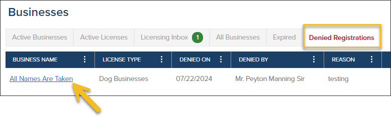 Businesses, Denied Registrations, Click on Business Name.png