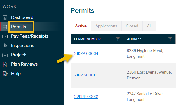 CommunityConnect, permits, select active permit.png