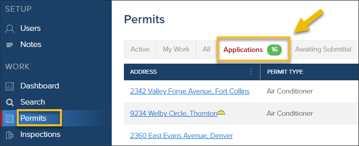 CommunityCore, permits, saved applications tab.png