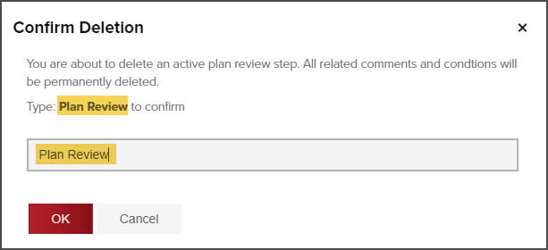 Confirm deletion of workflow step