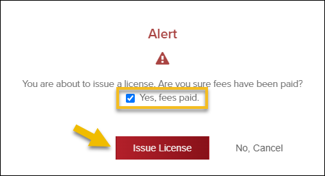 Contractor, issue license, fees paid, issue button.png