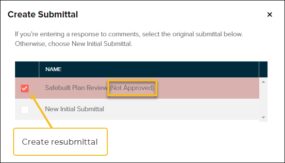 Create resubmittal option, permit