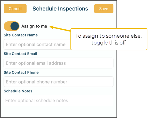 IC3 schedule inspections screen, site contact and notes, etc.png