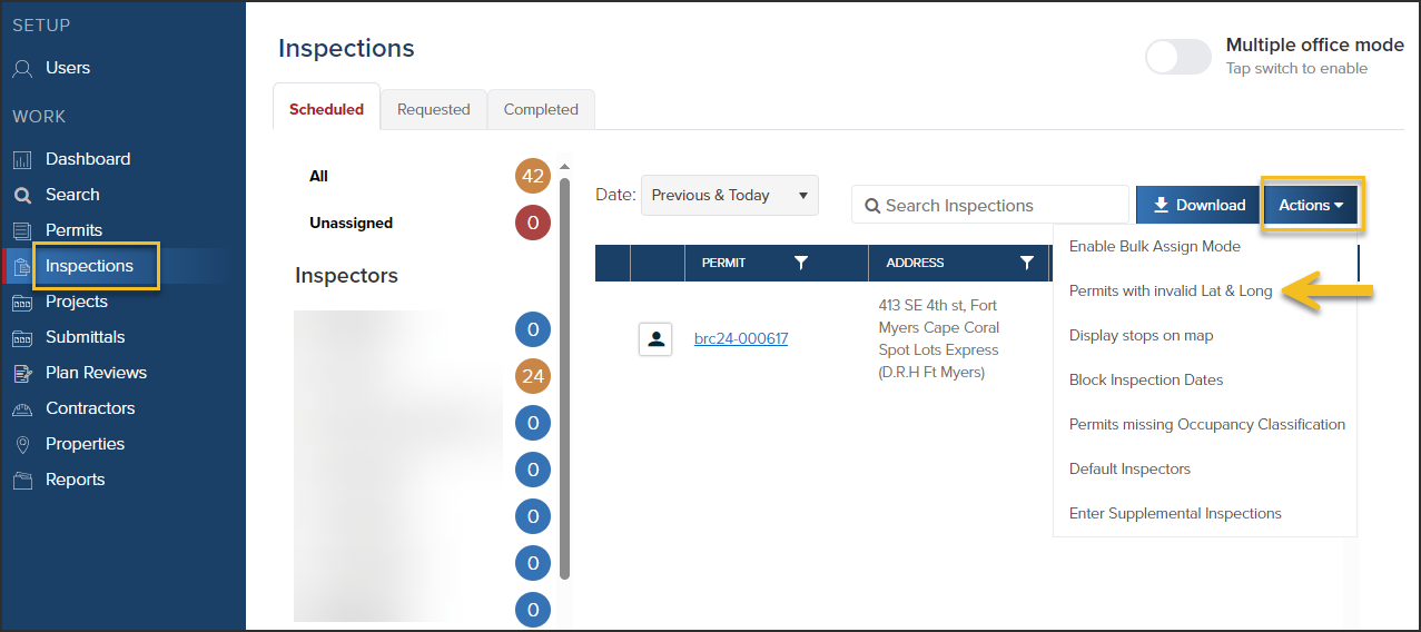 Inspections, Actions, Permits with Invalid Lat and Long.png