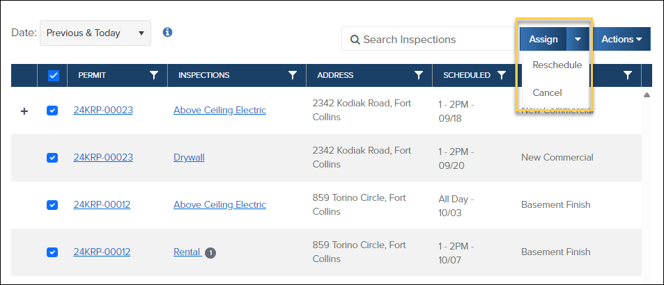 Inspections, Bulk Assign Options, Assign, Reschedule, Cancel.png