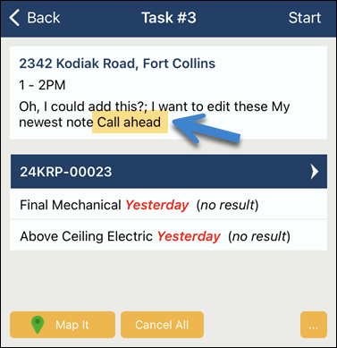 InspectorConnect, Addional scheduling notes added to task.png