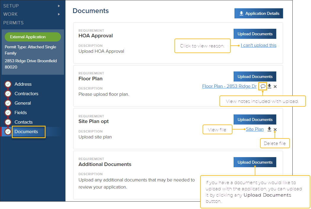 Permit External Application, Review Documents Uploaded