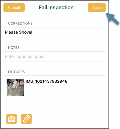 Review inspection notes and click Save IC3.png