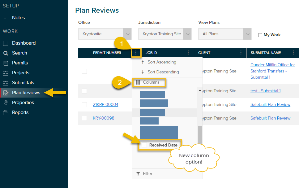 Sprint 1, new plan review column options, received date.png